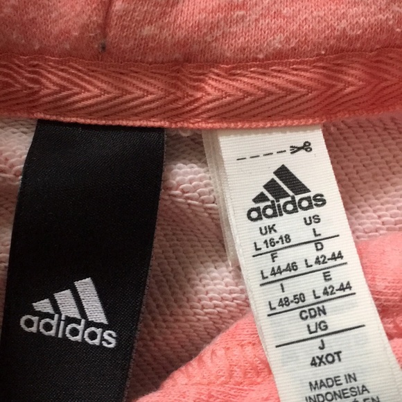 Adidas hoodie in light pink with white print. - Picture 2 of 5